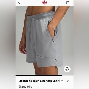 Lululemon Men’s License to Train Linerless Short 7”